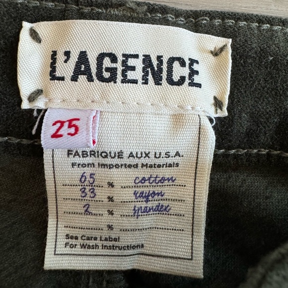 L’Agence Brushed Velvet Green Denim Pants Skinny Size 25 - Picture 4 of 5
